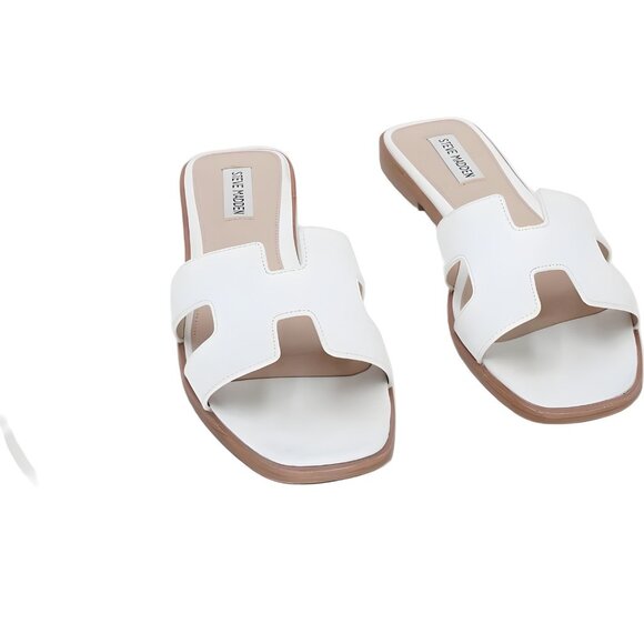 Steve Madden Haydn White Slide Sandals Women’s Minimalist Flats US 10M - Picture 1 of 6